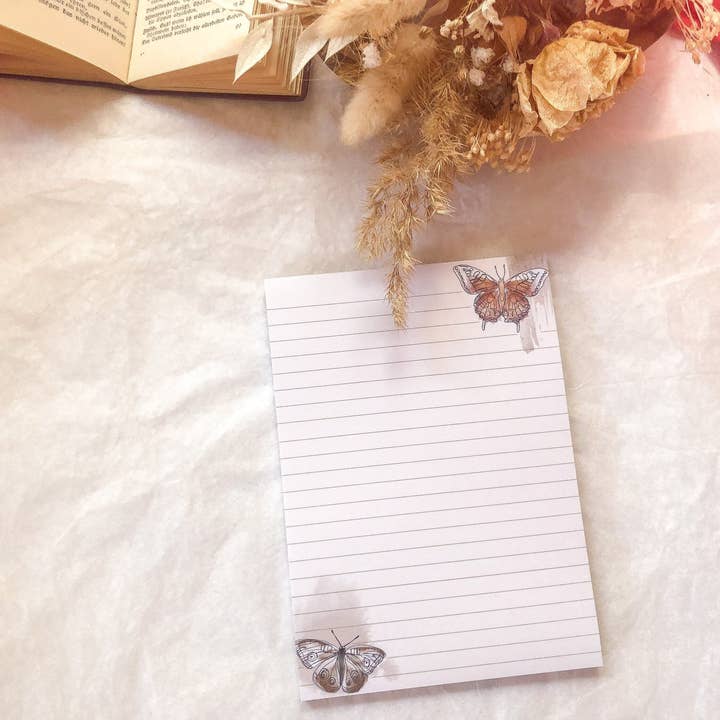 notepad, butterflies, 50 pages, notepads, notepad for wholesale by samesjournal