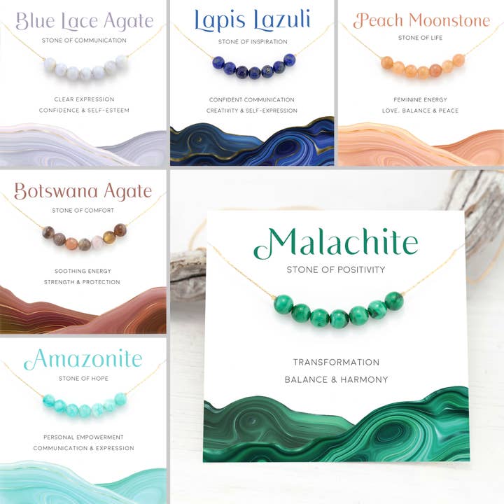 Delezhen - Wholesale Beaded/Pearl Necklace - Tree Agate Natural Gemstone Necklace Stress Relief Necklace