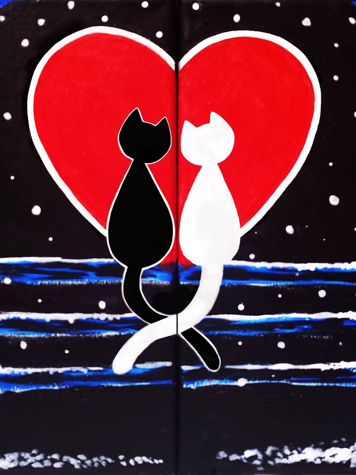 Purr-fect Love - Cats - Couples Paint Kit for wholesale by Dip N’ Paint