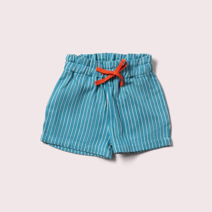Horizon Blue Striped By The Sea Twill Shorts for wholesale on Faire