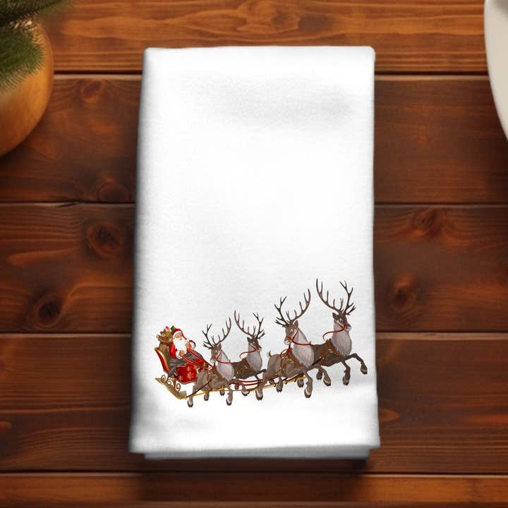 Serviette de Doigt Traîneau du Père Noël : Décoration de Noël pour la vente par Fernville Creations