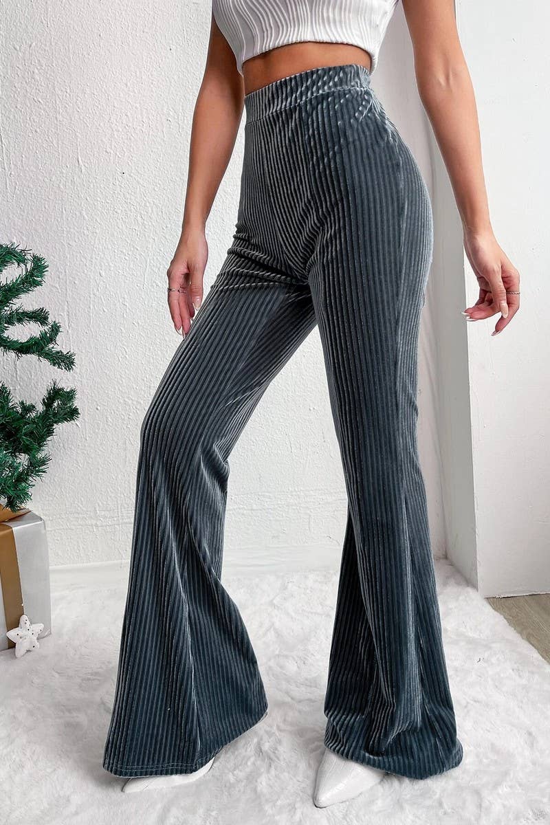 NINEXIS - Wholesale Pants - Women's - CWBLP2056_HIGH WAIST CORDUROY FLARE WIDE LEG SWEATPANTS14