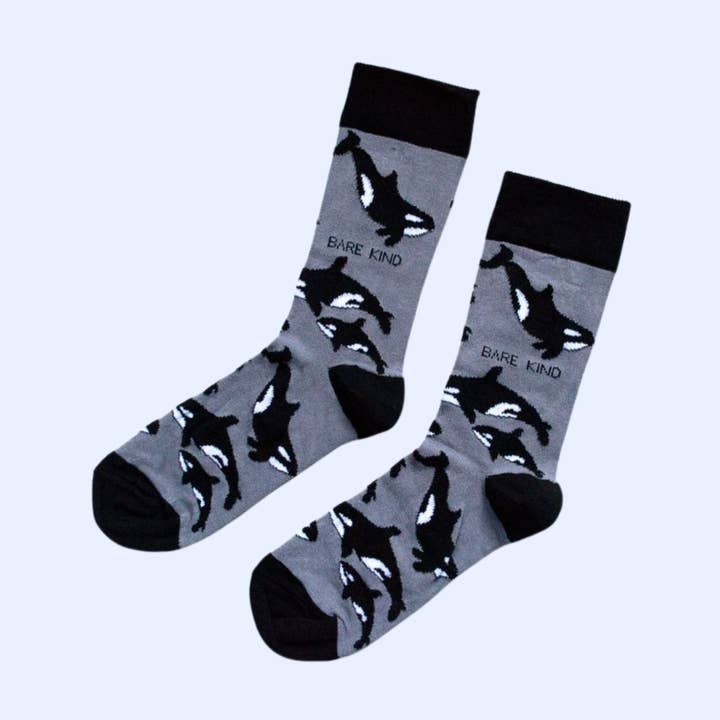 Bare Kind Socks – wholesale Socks – Unisex – Orca Socks | Bamboo Socks | Grey Socks | Ocean Socks0