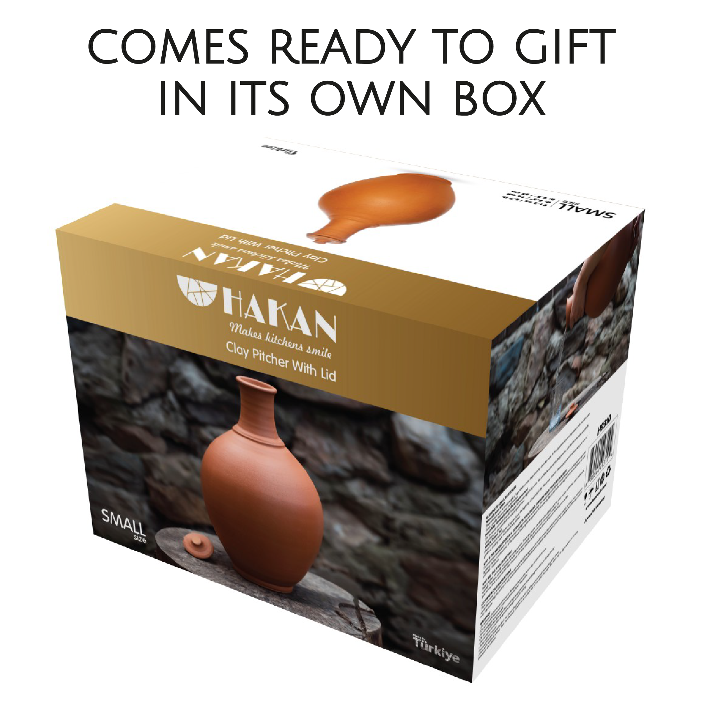 Hakan - Venta al por mayor Jarros - Jarra de barro de terracota Hakan con tapa, jarra hecha a mano, 3 tamaños13