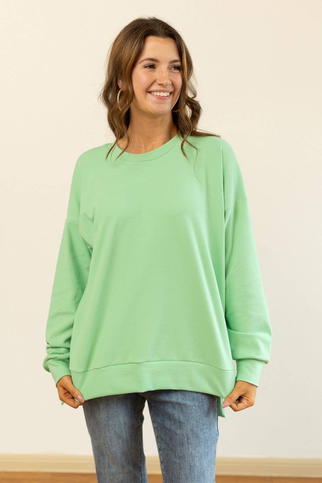 Micro fleece Crewneck, Sea Foam Green for wholesale on Faire