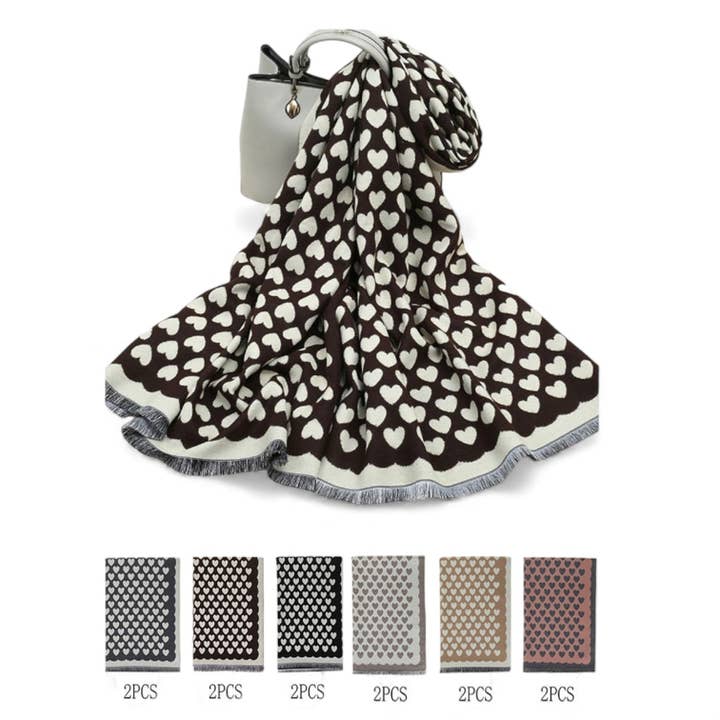 Large Intarsia Fringe Pashmina Scarf for wholesale by LA Jewelry Plaza