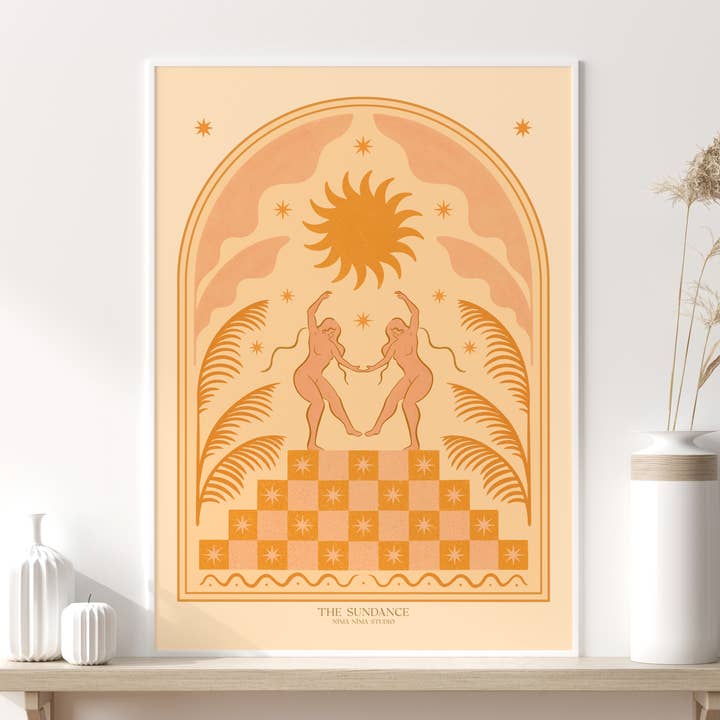 Nïma Nïma Studio - Wholesale Art Print - ‘The Sundance’, Boho Floral Celestial Sun Dance Art Print0