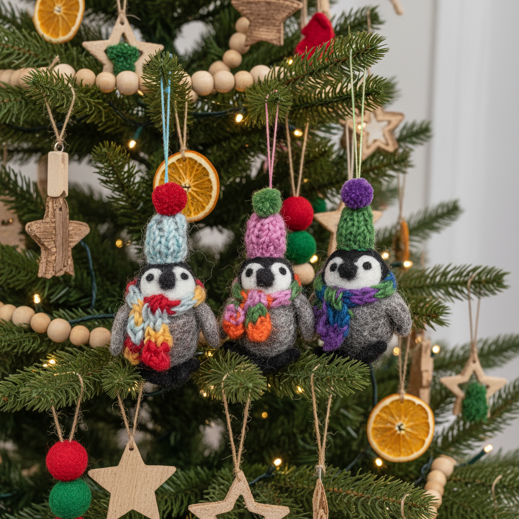 Felt So Good - Wholesale Ornament Set - Handmade Felt Frosty Penguins Hanging Christmas Decorations7