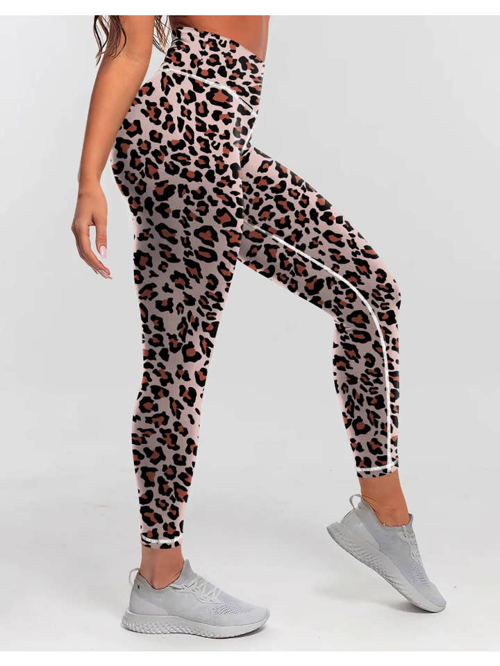 Rosa Clothing - Wholesale Athletic Pants - Women's - High-waist leopard print yoga jogger athletic leggings4