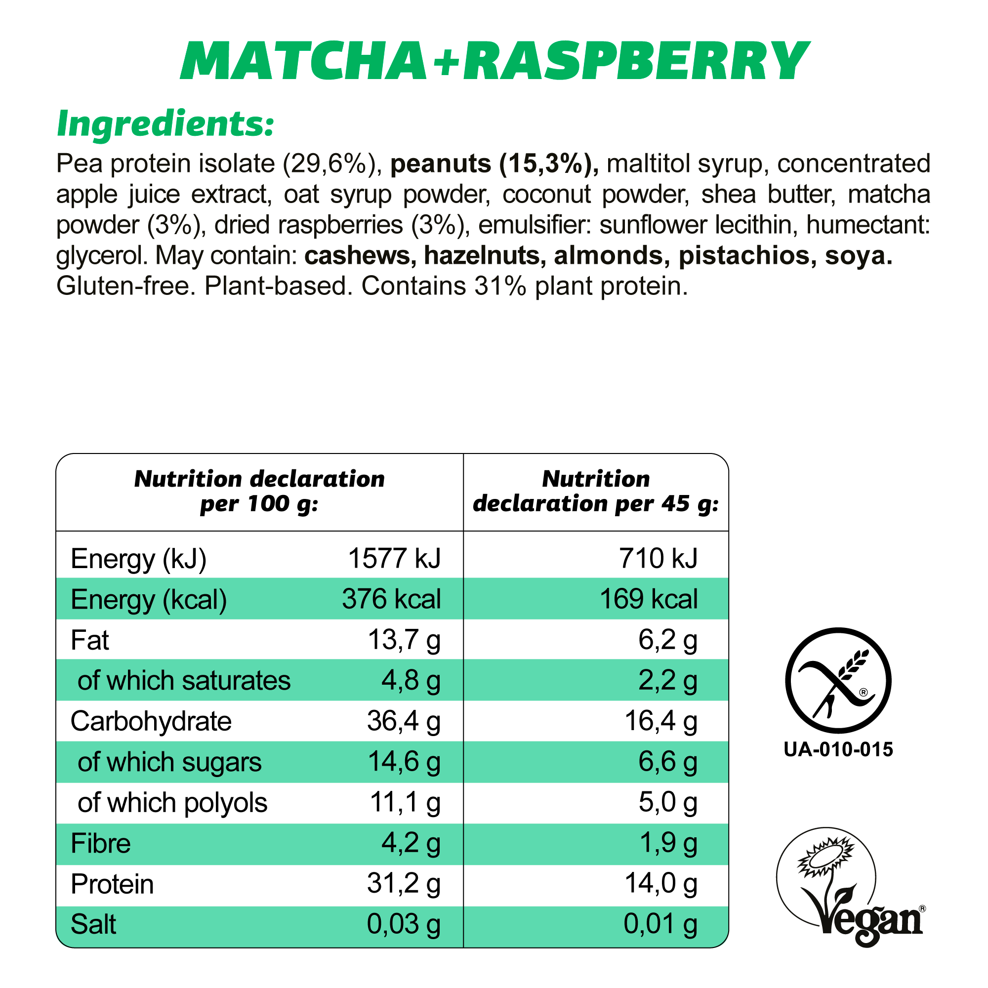 FIZI - Wholesale Snack Bar - PROTEIN "MATCHA + RASPBERRY"3