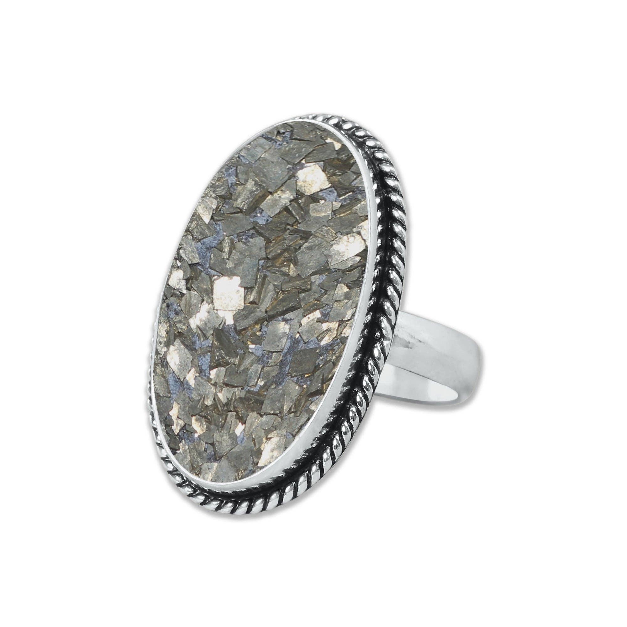 Handmade Jewels - Wholesale Cocktail/Statement Ring - Pyrite Druzy Rings – Handmade, Silver-Plated, Sparkling Natural Stone (Made to Order)21