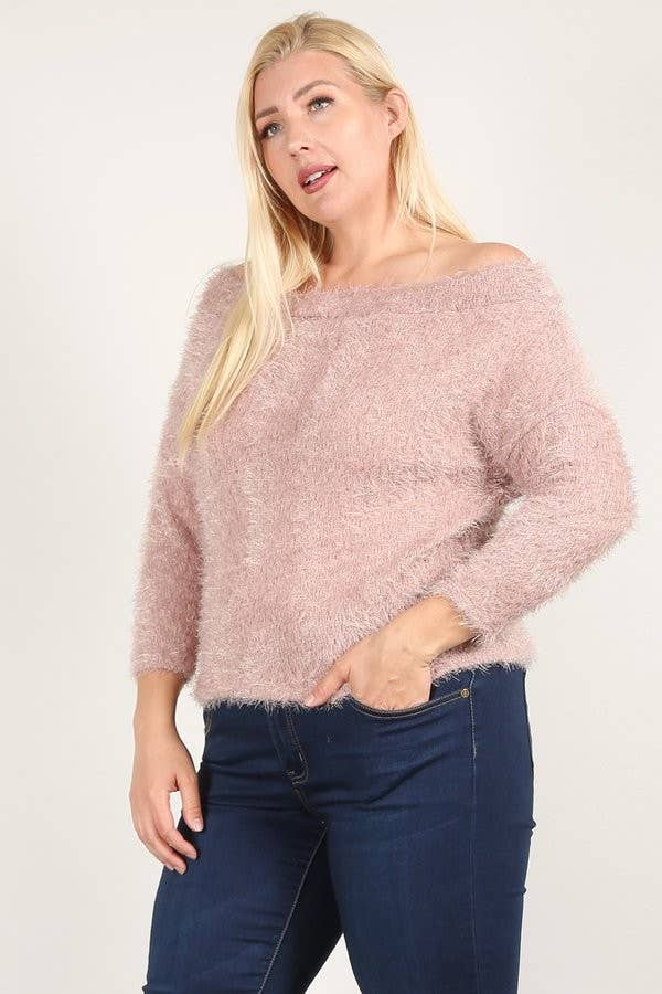 Haute Fox Plus Size & Contemporary - Wholesale Knit Sweater - Women's - Plus Size Faux Mink Sweater Top2