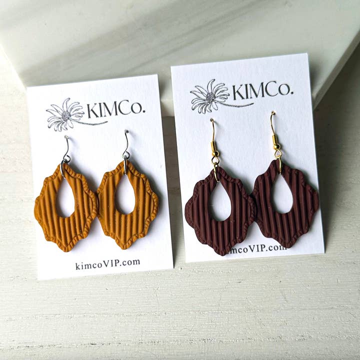 Polymer Clay Earrings - Everyday - Scallop Moroccan Frame for wholesale by KIMCo.
