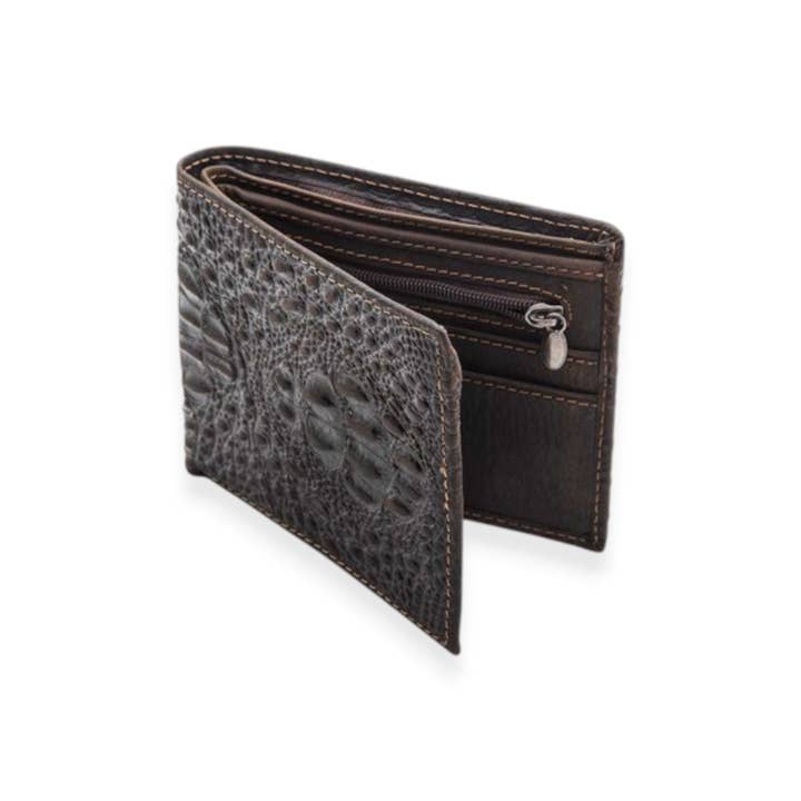 Coffee Croc Embossed Genuine Leather Wallet for wholesale on Faire1