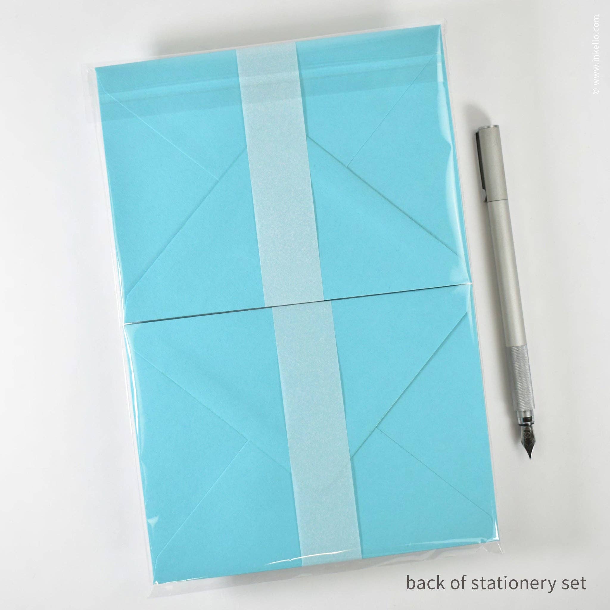 Inkello Letterpress - Wholesale Stationery/Notecard Set - Stationery Set with Navy "Hello!" Script (#472)2