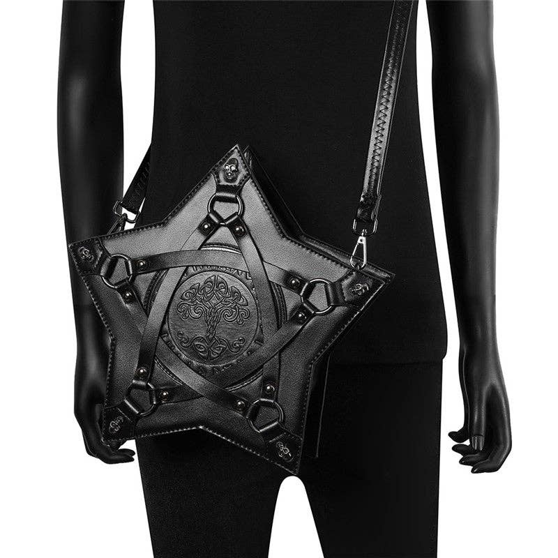 BLACK Gothic Embossed Backpack Shoulder Crossbody Bag for wholesale on Faire0