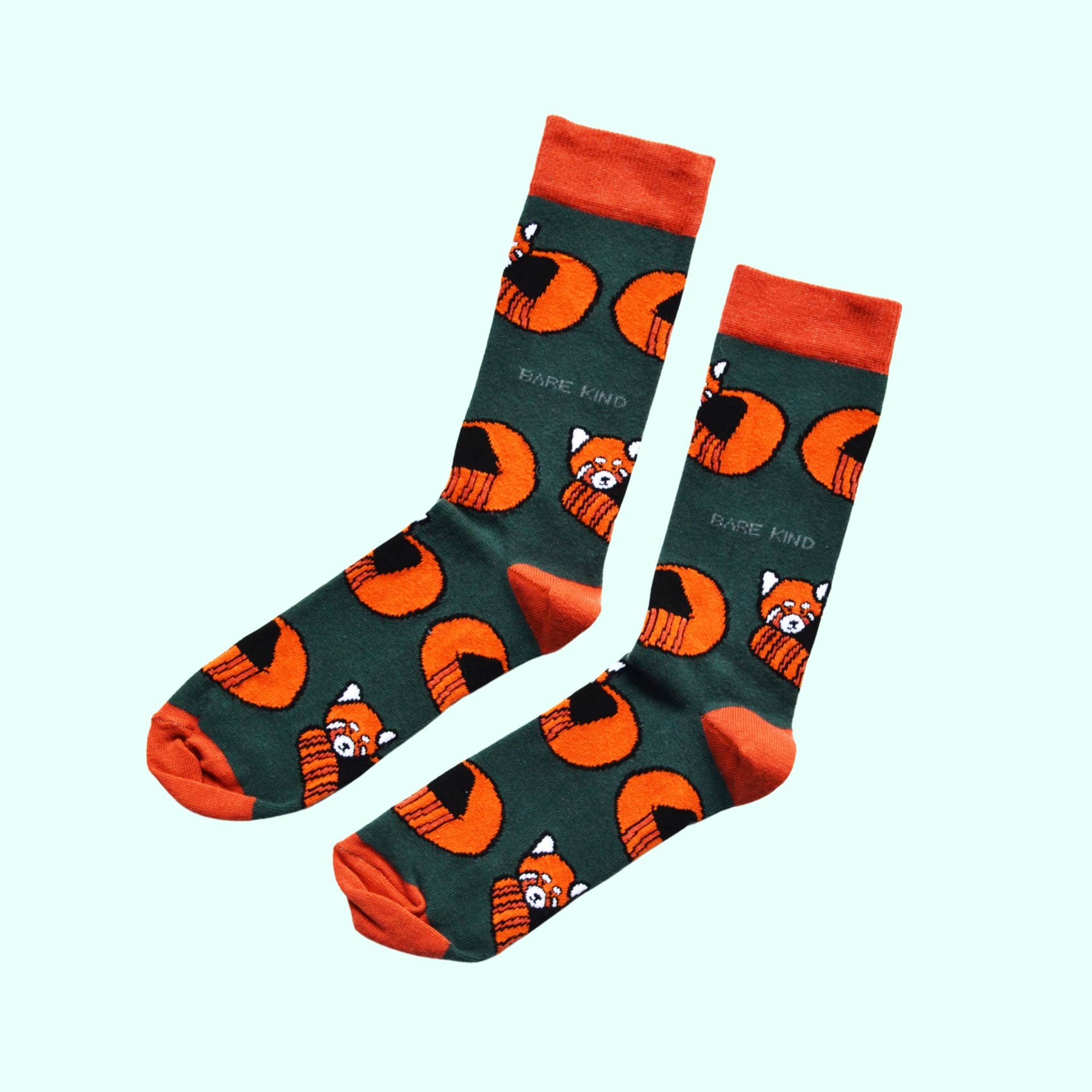 Bare Kind Socks - Wholesale Sokken - Uniseks - Rode Panda sokken | Bamboesokken | Groene sokken