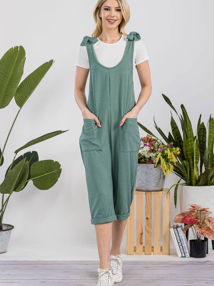 Celeste Clothing – Engroshandel Jumpsuit - Dame – CASUAL RIB CAPRI JUMPSUIT MED LOMMER -CP3387313