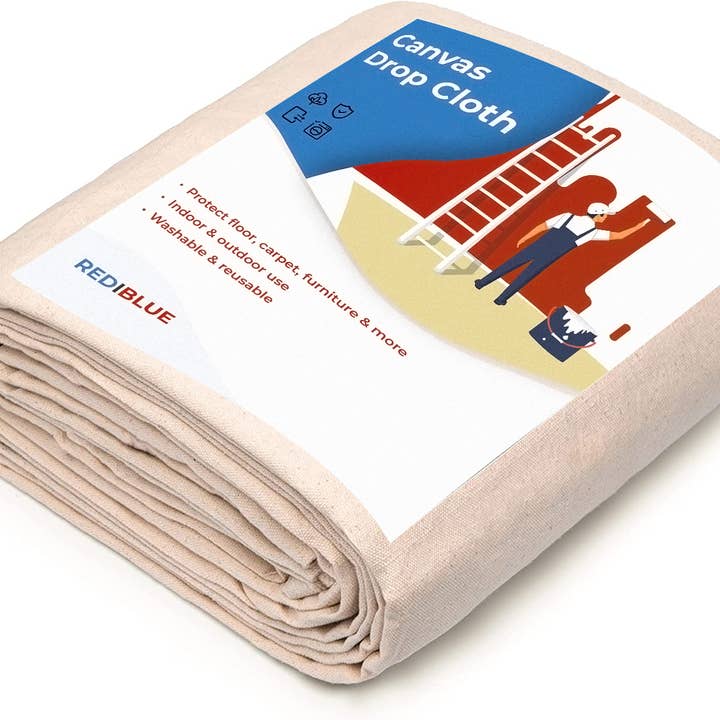 REDIBLUE Canvas Drop Cloth 8 oz, 9 ft x 12 ft for wholesale by REDIBLUE