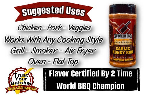 Butcher BBQ Inc - Wholesale Rub - Honey Rub Garlic Flavor- Sweet Honey with Rich Garlic Taste2