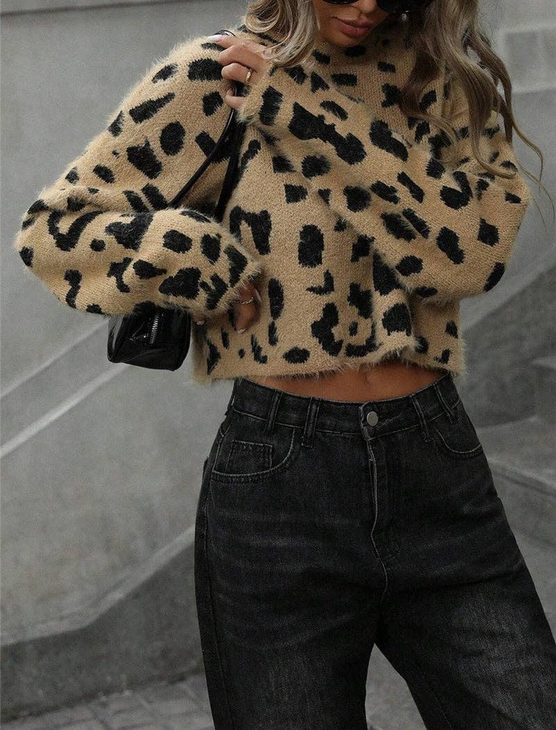 Cropped Leopard Print Sweater for wholesale on Faire0