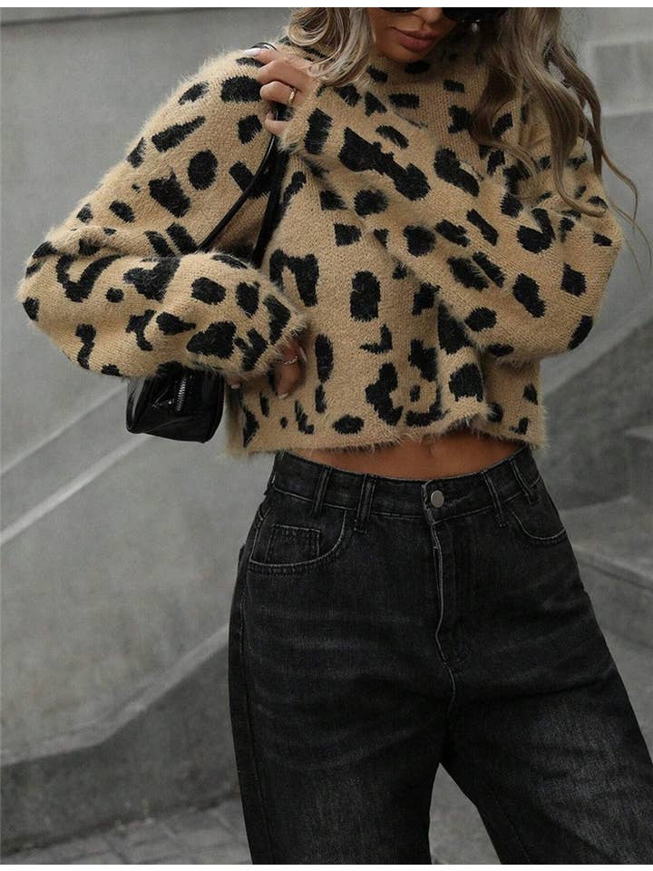 Cropped Leopard Print Sweater for wholesale on Faire