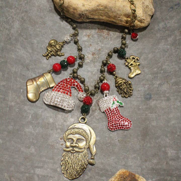 All Things Santa Charm'd Necklace for wholesale by The Primitive Peddler, Inc.