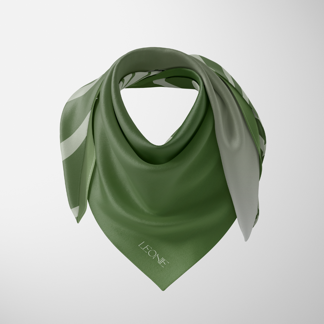 Leonie - Wholesale Scarf - Women's - Moss Wave, 90cm Silk Scarf1