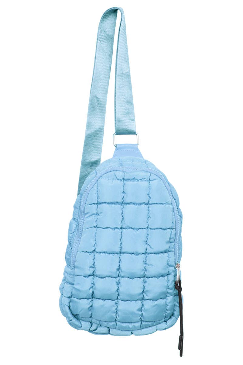 Light Blue Quilted Sling Bag Crossbody for wholesale on Faire1