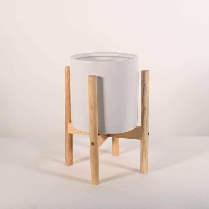 UPshining - Wholesale Plant Pot Stand - 8'' Wood Stand mid century modern(Pot&Plant Not Included)