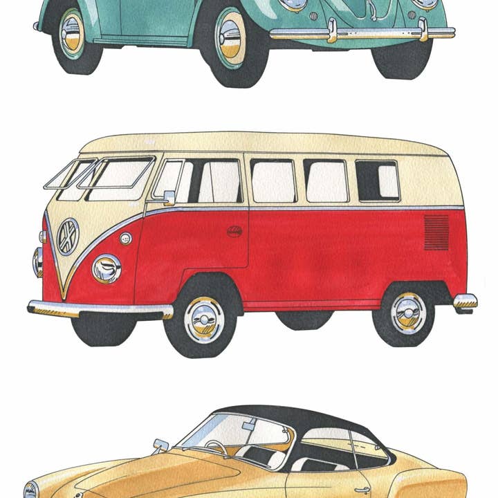 Allgifts Australia - Wholesale Tea Towel - Tea Towel - Classic Cars VW