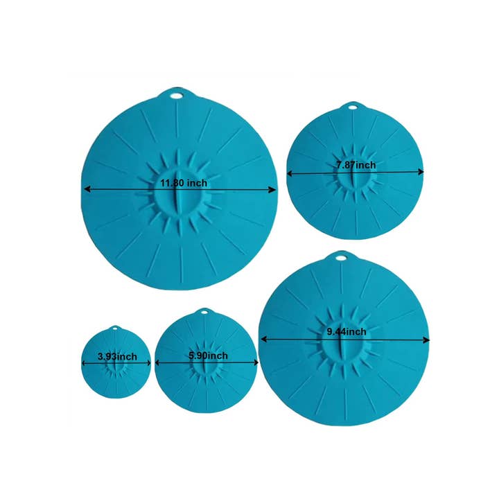 Vigor Path - Wholesale Food storage container - Set of 5 Silicone Lids - Includes 5 Sizes(XS, S, M, L, XL) BPA-Free (Blue)1