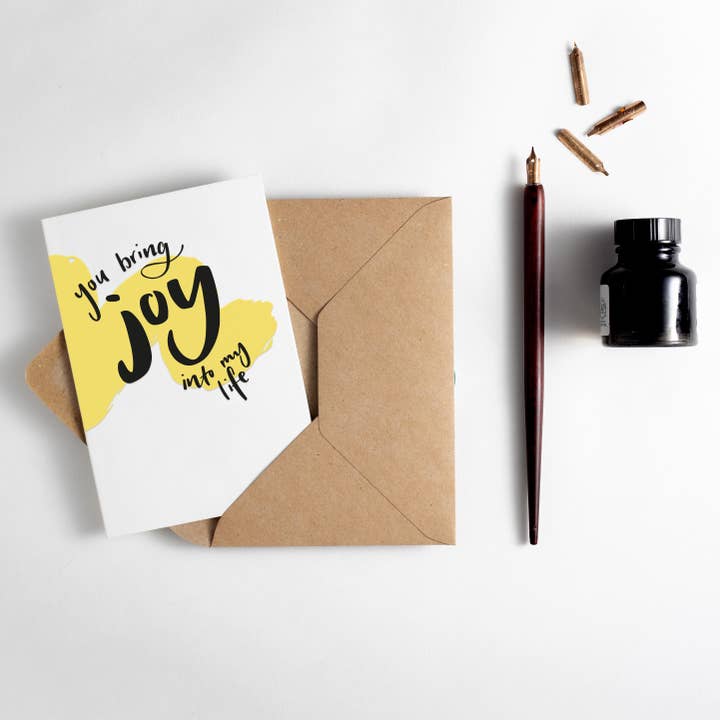 Carte typographique « You Bring Joy Into My Life » Brush Strokes pour la vente par Hunter Paper Co.