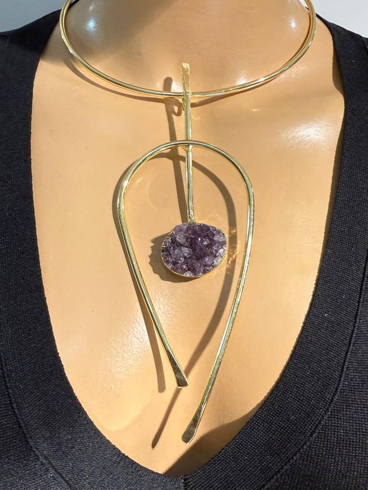 Collar tipo choker con amatista para venta al por mayor de BUBU BY TEKIN SHOP