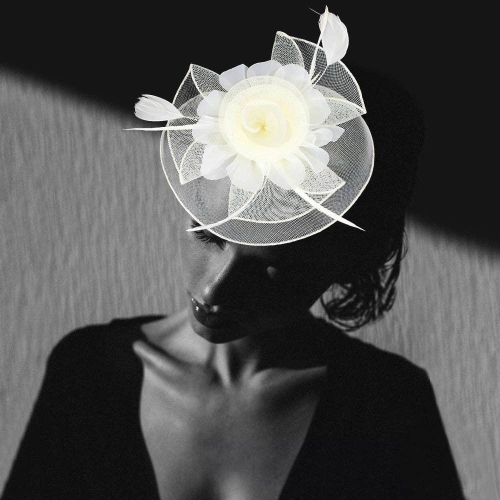 Sensibling Corp. - Vendita all'ingrosso Fascinator - Donna - Fascinator / Cerchietto con Fiore, Piuma e Rete9