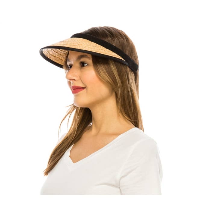 Pare-soleil en paille de raphia naturel avec clip de confort pour la vente par DNMC