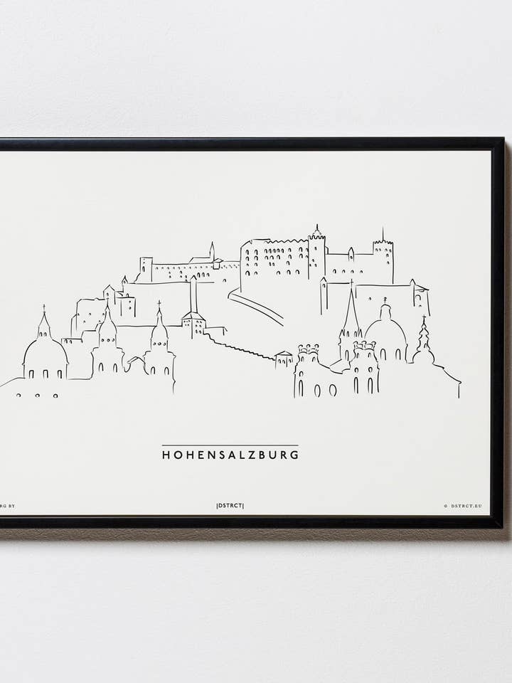 Hohensalzburg à Salzbourg | Illustration minimaliste décontractée pour la vente par DSTRCT