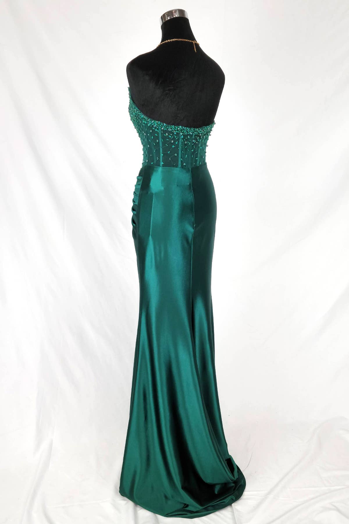 Chicas - Vente Robe de soirée – femme - Robe bustier en satin avec corset à perles et sequins C83120