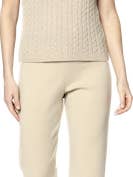 Biana - Wholesale Knit Top - Women's - Lea Short Sleeved Cable-Knit Turtleneck, Beige2