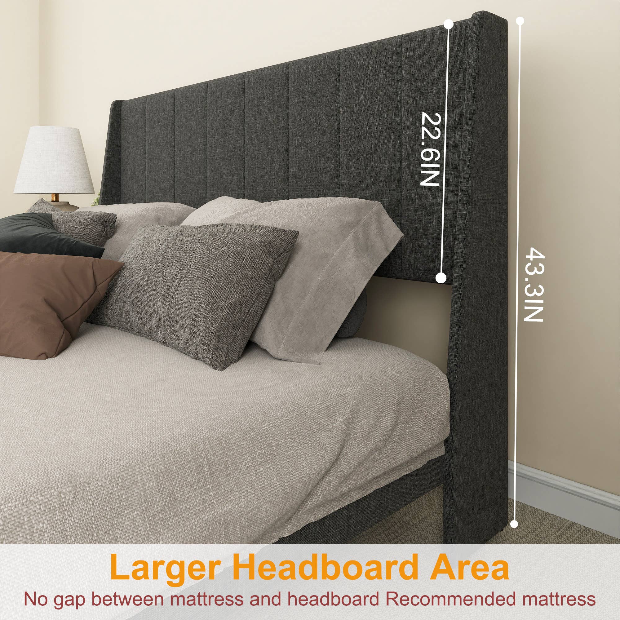 39F Inc. - Wholesale Bed - Queen Size Upholstered Platform Bed Frame w 2 Drawers &USB9