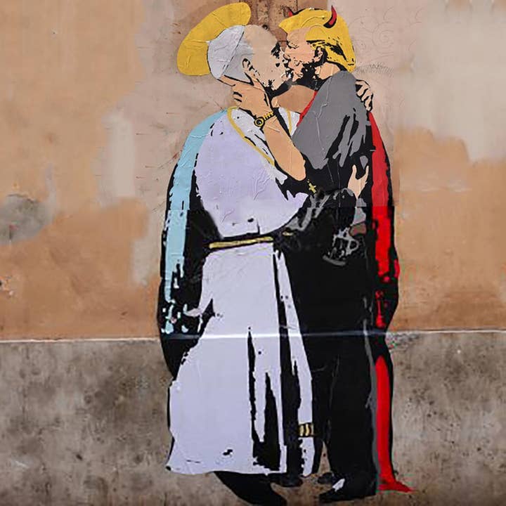 Eicie - Wholesale Art Print - #01436 Trump Pope Street Art Canvas Print1