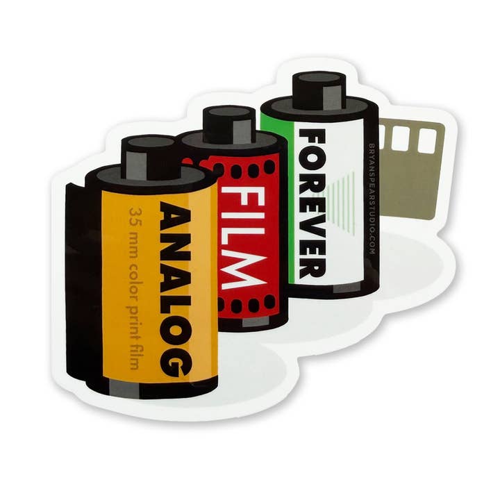 Analog Film Forever Sticker for wholesale by Bryan Spear Studio