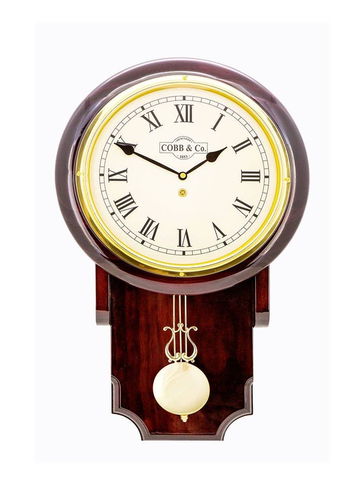 Medium Pendulum Clock - Gloss Mahogany Roman for wholesale by Cobb & Co