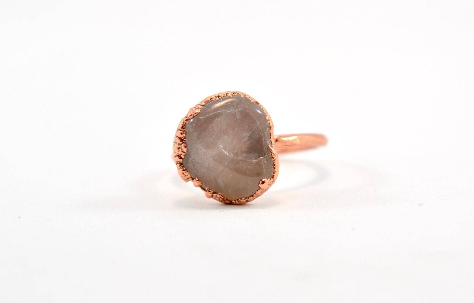 Daddy Daughter Jewelry – Großhandel Cocktail-/Statement-Ring – Rosenquarz-Kupferring | Ring aus rosa Quarz7