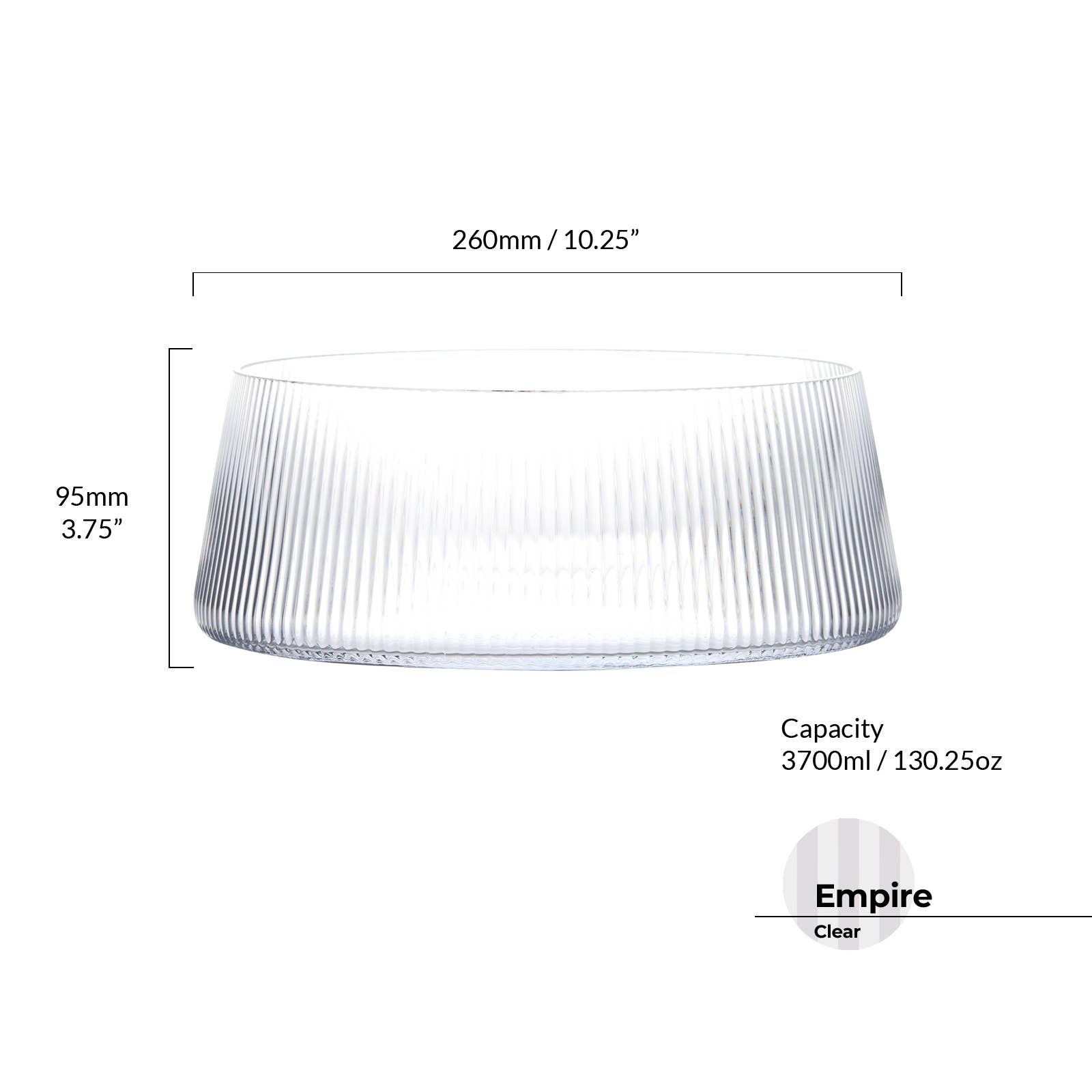 The DRH Collection BV - Vente Bol de service - Saladier Empire en verre transparent - Bol à fruits3