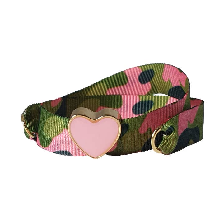 PINK CAMOUFLAGE BRACELET HEART PINK ENAMEL ON GOLD for wholesale by Smartever Srl