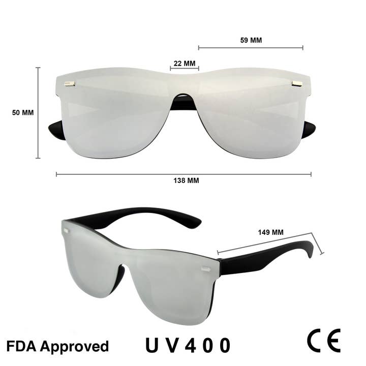 Emblem Eyewear - Wholesale Sunglasses - Unisex - Modern Retro Horned Rim Flat Mirrored Lens Sunglasses6