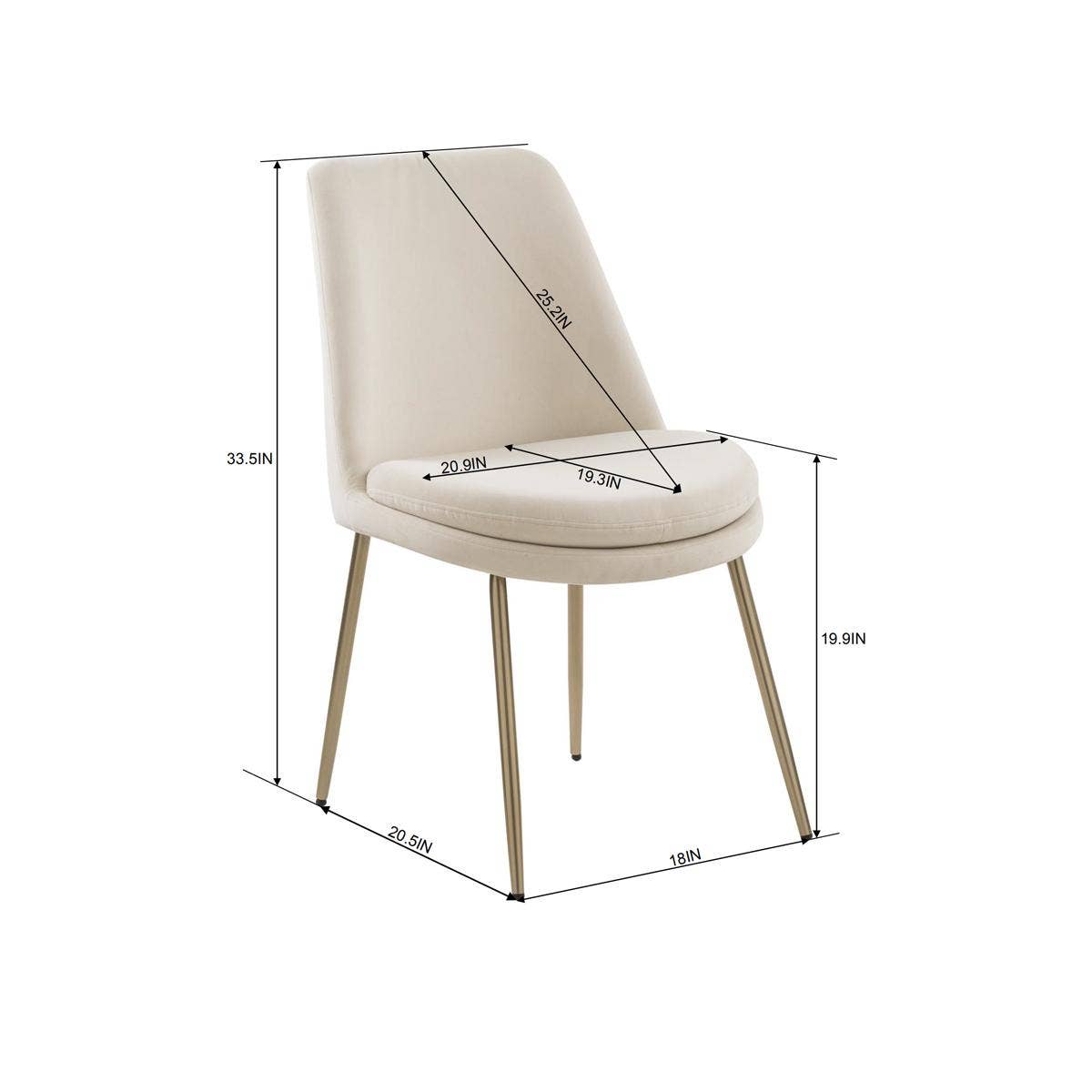 HOMYCASA DESIGN INC - Wholesale Chair - Modern Velvet Dining Chair- Gold Legs-Beige15