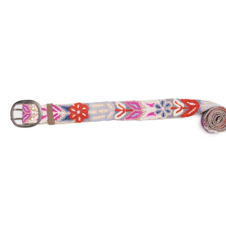 Madeline Parks® - Wholesale Riem - Dames - Paarse handgeborduurde riem0