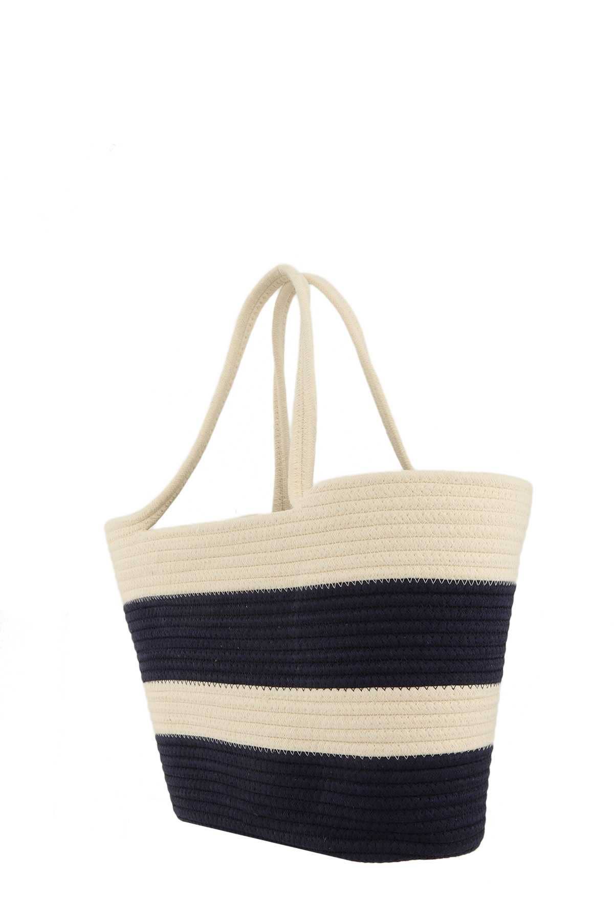 BLUE WHITE Stripe Shoulder Tote Bag for wholesale on Faire1